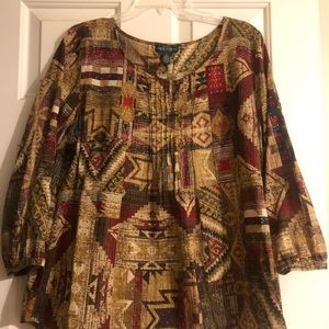Lauren Jeans Co. multi color super soft top. Large.